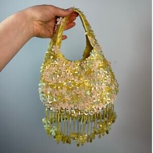 NWOT Small Beaded Yellow Purse